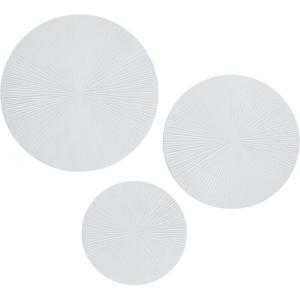 image:imageCosmoLiving by Cosmopolitan Wooden Plate Home Wall Decor Carved Radial Wall Sculpture Set of 3 Wall Art 24 20 16H GoldWhite