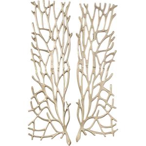 image:imageDeco 79 Aluminum Metal Coral Home Wall Decor Inspired Wall Sculpture Set of 2 Wall Art 11W 33H GoldGold