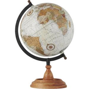 image:imageDeco 79 Mango Wood Globe with Wood Base 9 x 8 x 13 Brown