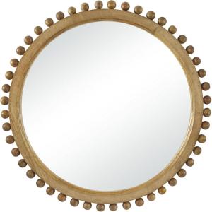 image:imageDeco 79 Mango Wood Room Wall Mirror Entryway Mirror with Beaded Detailing Wall Mounted Mirror 35 x 2 x 35 Gold