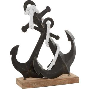 image:imageDeco 79 Metal Anchor Decorative Sculpture Home Decor Statue Accent Figurine 15 x 5 x 16 BlackWhite brown