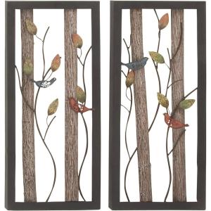 image:imageDeco 79 Metal Bird Home Wall Decor Wall Sculpture with Real Wood Detailing set of 2 Wall Art 16 x 2 x 36 BlackBlack
