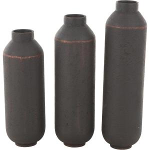 image:imageDeco 79 Metal Decorative Vase Indoor Outdoor Tall Floor Bottleneck Centerpiece Vases with Bubble Texture and Studs Set of 3 Flower Vases for Home Decoration 50 35 26H Dark BrownDark Brown