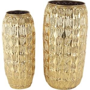 image:imageDeco 79 Metal Decorative Vase Indoor Outdoor Tall Floor Bottleneck Centerpiece Vases with Bubble Texture and Studs Set of 3 Flower Vases for Home Decoration 50 35 26H Dark BrownGold