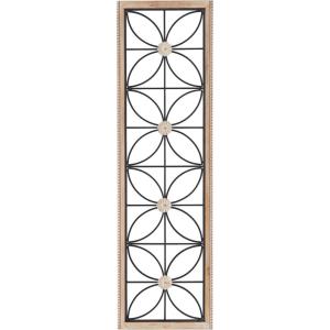 image:imageDeco 79 Metal Floral Home Wall Decor Wall Sculpture with Brown Frame Wall Art 15 x 1 x 50 Black