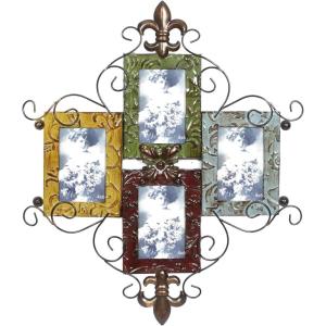 image:imageDeco 79 Metal Scroll 4 Slot Wall Photo Frame 21 x 1 x 24 Multi Colored