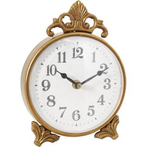 image:imageDeco 79 Metal Scroll Antique Style Clock 6 x 2 x 9 Gold6 x 2 x 9