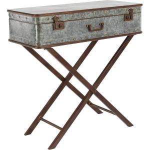 image:imageDeco 79 Metal Side End Accent Table End Table with Suitcase Style Top Side Table 32 x 16 x 32 Gray