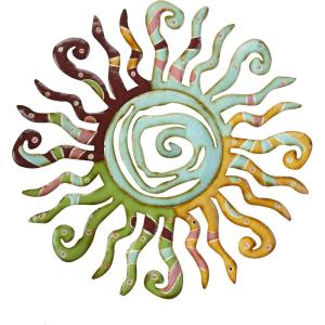 image:imageDeco 79 Metal Sun Home Wall Decor Indoor Outdoor Wall Sculpture with Abstract Patterns Wall Art 26 x 1 x 26 Multi Colored255L x 1W