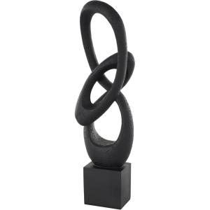 image:imageDeco 79 Polystone Abstract Decorative Sculpture Intertwined Loop Home Decor Statue with Block Base Accent Figurine 6 x 4 x 20 Black6 x 4 x 20
