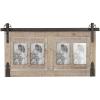 image:imageDeco 79 Wood 4 Slot Wall Photo Frame with Metal Accent 26 x 1 x 14 Brown SMALL SIZE26 x 1 x 14