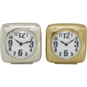 image:imageDeco 79 Aluminum Metal Clock Set of 2 6W 6H Multi Colored