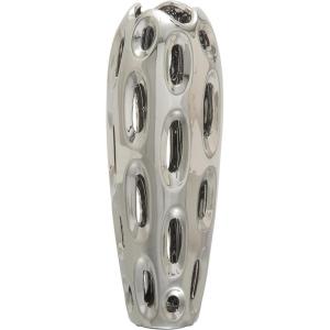 image:imageDeco 79 Ceramic Decorative Vase Centerpiece Vase with Cut Out Designs Vase for Home Decoration 6 x 6 x 16 Silver6 x 6 x 16