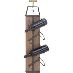 image:imageDeco 79 Industrial Wood Rectangle Wall Wine Rack 8 x 5 x 32 Brown