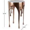image:imageDeco 79 Aluminum Metal Side End Accent Table Drip End Table with Melting Design and Shaded Glass Top Side Table 16 x 16 x 25 CopperCopper