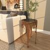 image:imageDeco 79 Aluminum Metal Side End Accent Table Drip End Table with Melting Design and Shaded Glass Top Side Table 16 x 16 x 25 CopperCopper