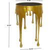 image:imageDeco 79 Aluminum Metal Side End Accent Table Drip End Table with Melting Design and Shaded Glass Top Side Table 16 x 16 x 25 CopperGold