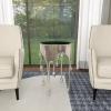 image:imageDeco 79 Aluminum Metal Side End Accent Table Drip End Table with Melting Design and Shaded Glass Top Side Table 16 x 16 x 25 CopperSilver
