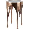 image:imageDeco 79 Aluminum Metal Side End Accent Table Drip End Table with Melting Design and Shaded Glass Top Side Table 16 x 16 x 25 CopperCopper