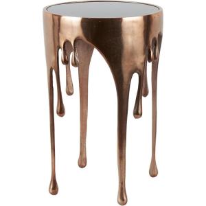 image:imageDeco 79 Aluminum Metal Side End Accent Table Drip End Table with Melting Design and Shaded Glass Top Side Table 16 x 16 x 25 CopperCopper