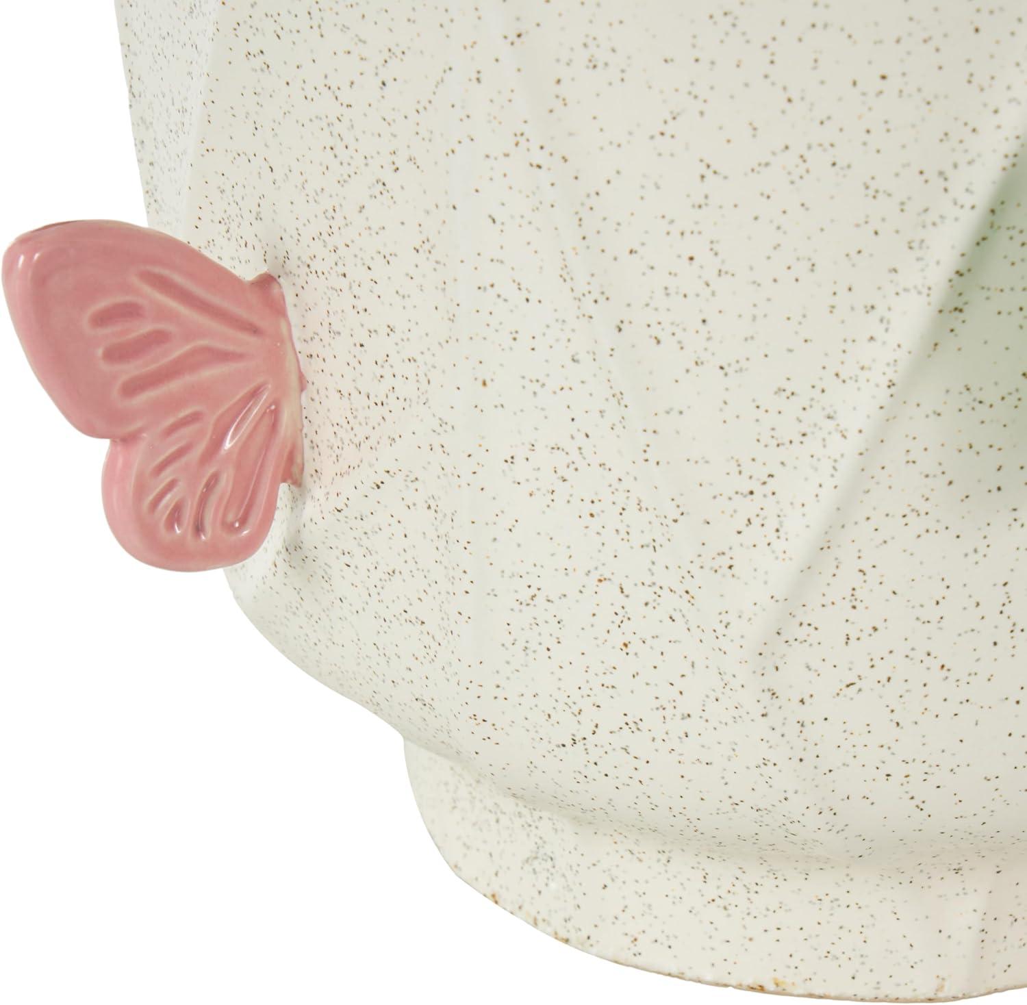 image:imageDeco 79 Ceramic Butterfly Decorative Vase Wide Centerpiece Vase with Multicolor Accents Flower Vase for Home Decoration 9 x 10 x 16 WhiteWhite