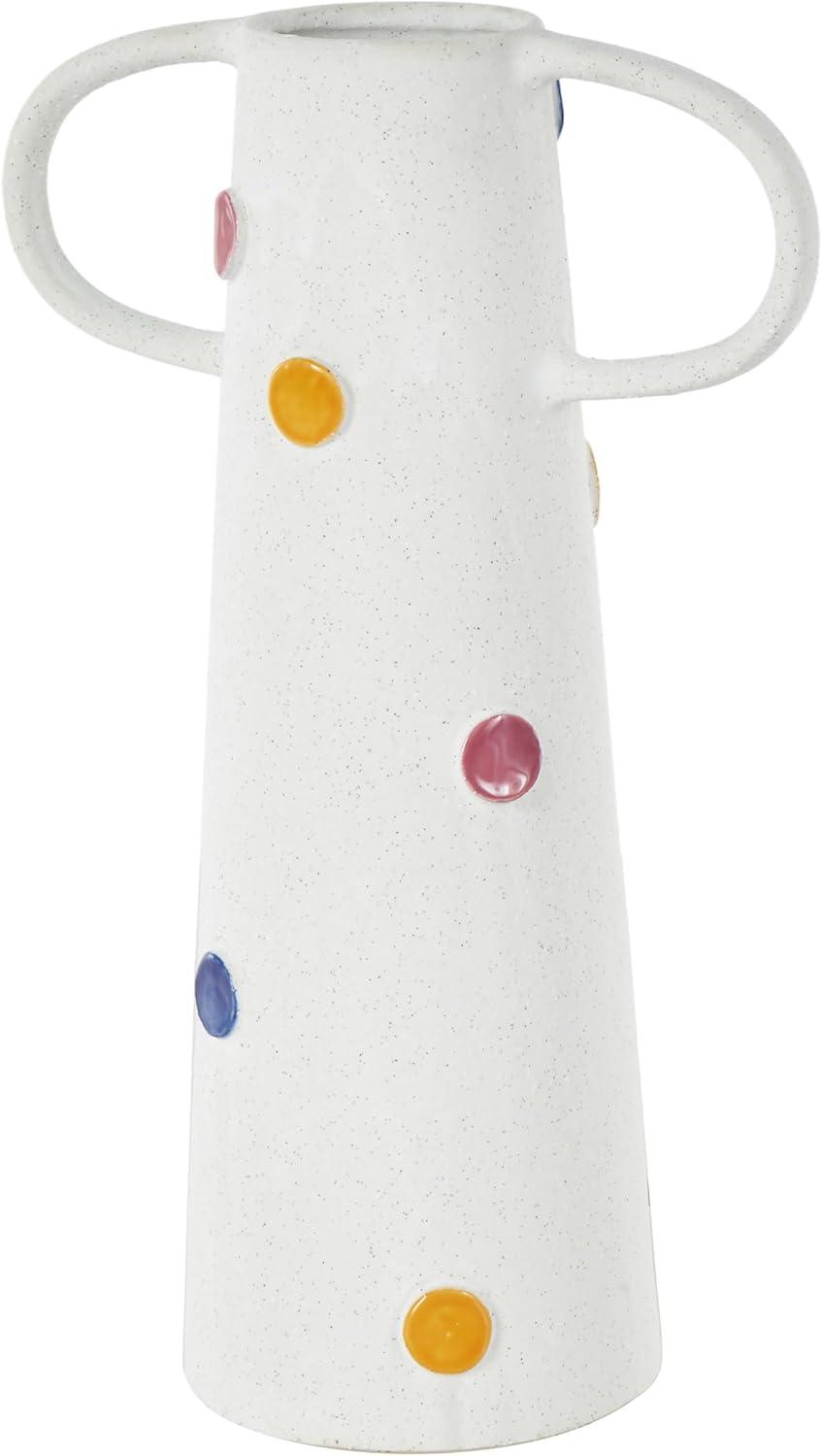 image:imageDeco 79 Ceramic Butterfly Decorative Vase Wide Centerpiece Vase with Multicolor Accents Flower Vase for Home Decoration 9 x 10 x 16 WhiteWhite