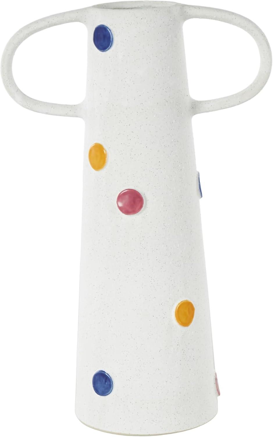 image:imageDeco 79 Ceramic Butterfly Decorative Vase Wide Centerpiece Vase with Multicolor Accents Flower Vase for Home Decoration 9 x 10 x 16 WhiteWhite