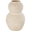 image:imageDeco 79 Ceramic Decorative Vase Hourglass Textured Centerpiece Vase with Brown Distressing Flower Vase for Home Decoration 8 x 8 x 12 CreamSMALL SIZE