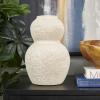 image:imageDeco 79 Ceramic Decorative Vase Hourglass Textured Centerpiece Vase with Brown Distressing Flower Vase for Home Decoration 8 x 8 x 12 CreamSMALL SIZE