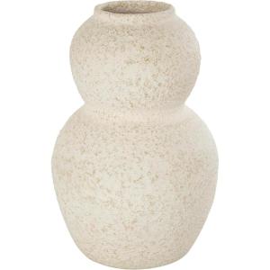 image:imageDeco 79 Ceramic Decorative Vase Hourglass Textured Centerpiece Vase with Brown Distressing Flower Vase for Home Decoration 8 x 8 x 12 CreamSMALL SIZE