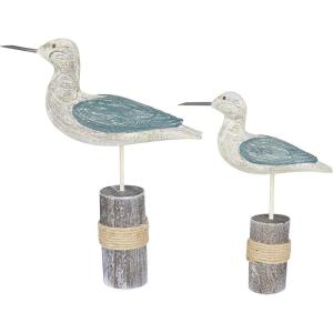 image:imageDeco 79 Polystone Bird Decorative Sculpture Home Decor Statues Set of 3 Accent Figurines 15 15 14H WhiteBlue