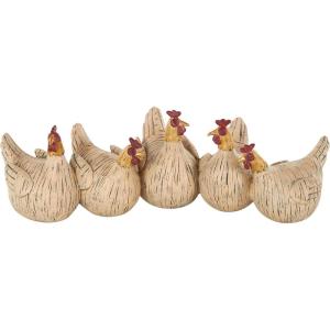 image:imageDeco 79 Polystone Chicken Sculpture with Gold Heads 15 x 5 x 5 BeigeBeige