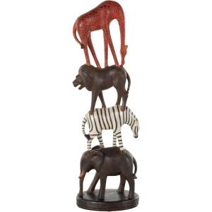 image:imageDeco 79 Polystone Farm Animals Decorative Sculpture Stacked Home Decor Statue Accent Figurine 11 x 3 x 14 BrownBlack