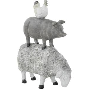 image:imageDeco 79 Polystone Farm Animals Decorative Sculpture Stacked Home Decor Statue Accent Figurine 11 x 3 x 14 BrownGray