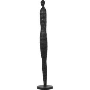 image:imageDeco 79 Polystone People Decorative Sculpture Tall Slim Figure Home Decor Statue with Ribbed Body and Glitter Accents Accent Figurine 10 x 10 x 53 Black