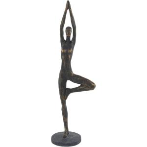 image:imageDeco 79 Polystone Yoga Decorative Sculpture Home Decor Statue Accent Figurine 9 x 5 x 11 BlackBlack gray