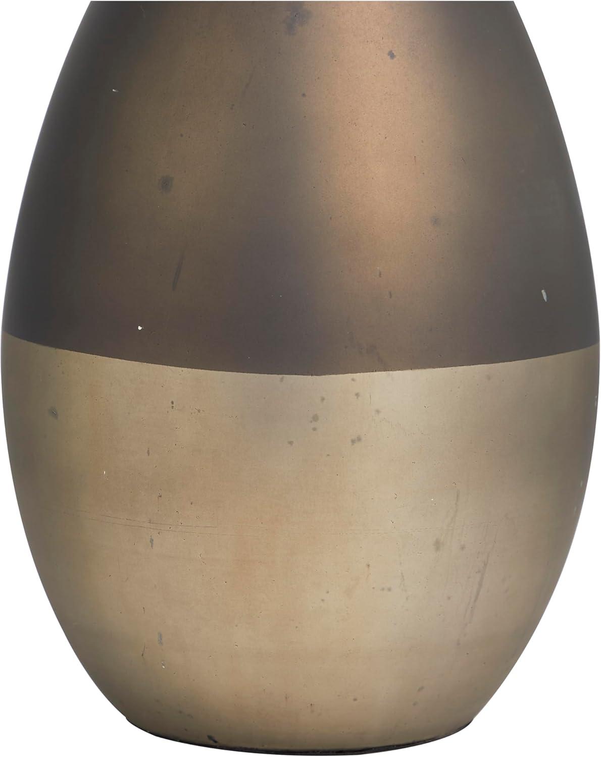 image:imageDeco 79 Glass Abstract Living Room Decorative Jars Colorblock Decorative Container with Gold Accents and Silver Wave Designed Top Jar with Lid 8 x 8 x 17 Bronze