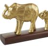 image:imageDeco 79 Aluminum Metal Elephant Decorative Sculpture Home Decor Statue with Brown Wooden Base Accent Figurine 30 x 3 x 8 Gold