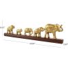 image:imageDeco 79 Aluminum Metal Elephant Decorative Sculpture Home Decor Statue with Brown Wooden Base Accent Figurine 30 x 3 x 8 Gold
