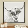 image:imageDeco 79 Canvas Bull Shaded Framed Wall Art with Black Frame 37 x 1 x 37 White