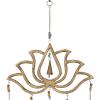 image:imageDeco 79 Eclectic Mango Wood Lotus Windchime 15L x 30H Gold