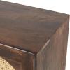 image:imageDeco 79 Mango Wood Handmade Room Cabinet 2 Door Storage Cabinet with Rattan Front and Black Knobs Accent Cabinet 35 x 16 x 30 Brown