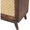 image:imageDeco 79 Mango Wood Handmade Room Cabinet 2 Door Storage Cabinet with Rattan Front and Black Knobs Accent Cabinet 35 x 16 x 30 Brown