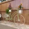image:imageDeco 79 Metal Bike Indoor Outdoor Plantstand Indoor Outdoor Plant Shelf with Basket and Saddle Bag Planters Plant Stand 63 x 22 x 35 GreenGreen