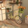 image:imageDeco 79 Metal Bike Indoor Outdoor Plantstand Indoor Outdoor Plant Shelf with Basket and Saddle Bag Planters Plant Stand 63 x 22 x 35 GreenYellow