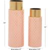 image:imageDeco 79 Metal Vase Weave Inspired with Gold Top Set of 2 18 15H Pink