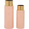 image:imageDeco 79 Metal Vase Weave Inspired with Gold Top Set of 2 18 15H Pink
