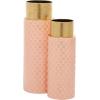 image:imageDeco 79 Metal Vase Weave Inspired with Gold Top Set of 2 18 15H Pink