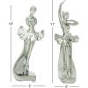 image:imageDeco 79 Porcelain Ceramic Dancer Decorative Sculpture Home Decor Statues set of 2 Accent Figurines 4 x 3 x 11 Silver