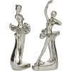 image:imageDeco 79 Porcelain Ceramic Dancer Decorative Sculpture Home Decor Statues set of 2 Accent Figurines 4 x 3 x 11 Silver
